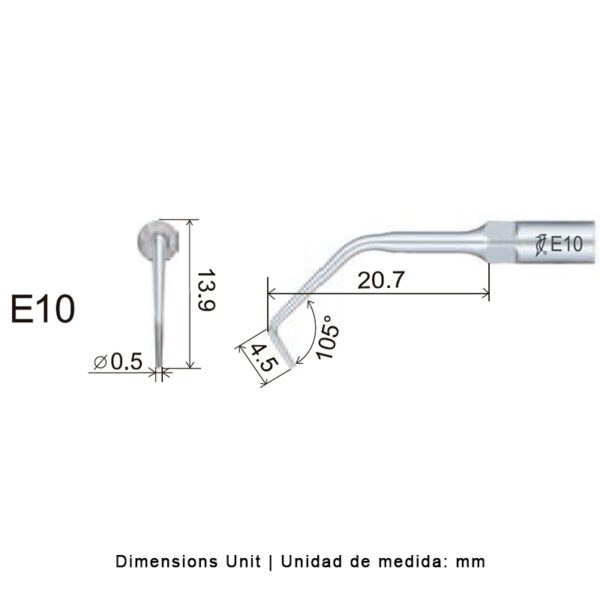 Punta ultrasonidos Woodpecker E10 compatible EMS | Endo - Imagen 2