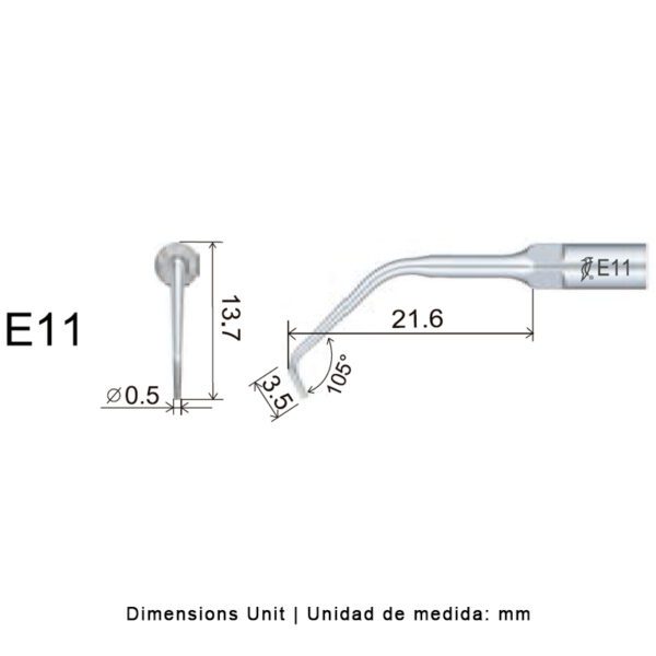 Punta ultrasonidos Woodpecker E11 compatible EMS | Endo - Imagen 2