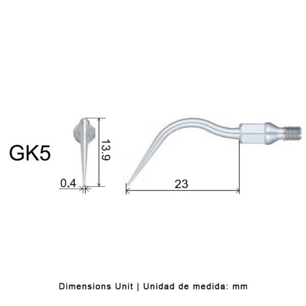 Punta GK5 para scaler neumático ECO S2, compatible con KaVo Sonicflex | Profilaxis - Imagen 2
