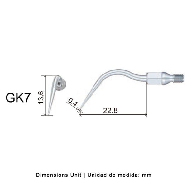 Punta  GK7 (ángulo dcho.) para scaler neumático ECO S2, compatible con KaVo Sonicflex | Profilaxis - Imagen 2