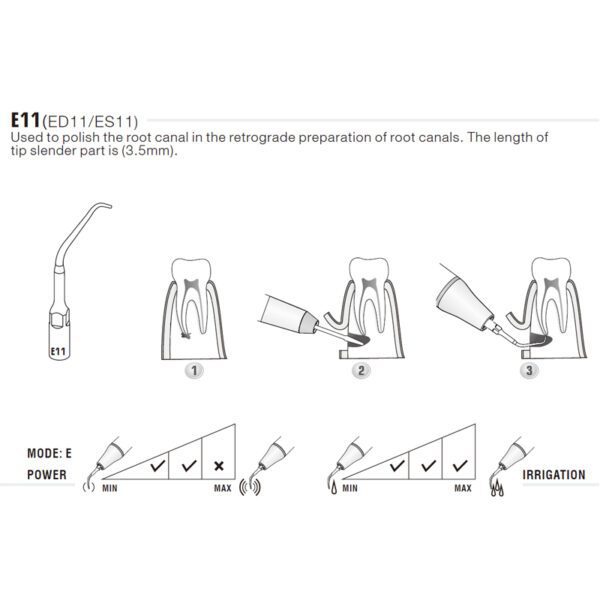 Punta ultrasonidos Woodpecker E11 compatible EMS | Endo - Imagen 3