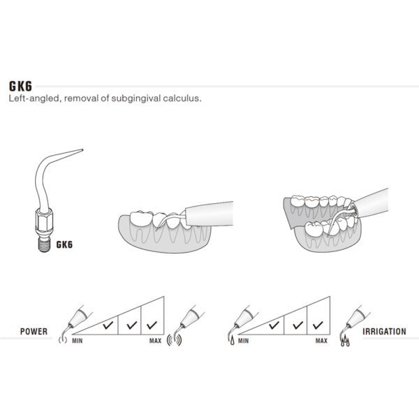 Punta  GK6 (ángulo izq.) para scaler neumático ECO S2, compatible con KaVo Sonicflex | Profilaxis - Imagen 3