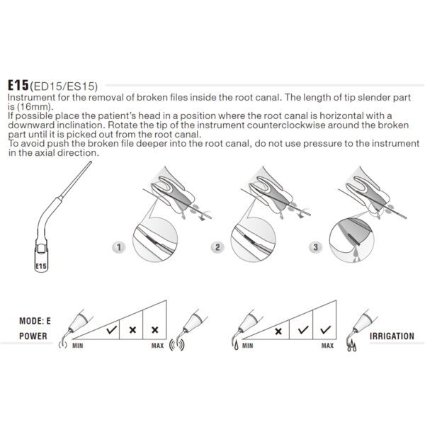 Punta ultrasonidos Woodpecker E15 compatible EMS | Endo - Imagen 3