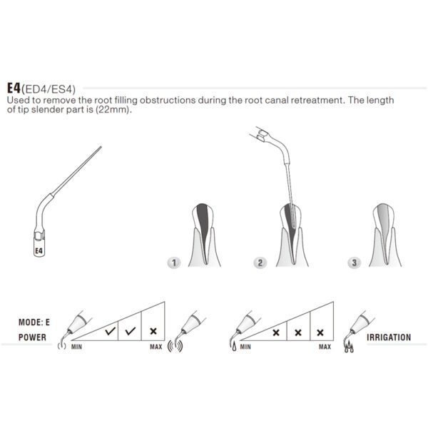 Punta ultrasonidos Woodpecker E4 compatible EMS | Endo - Imagen 3