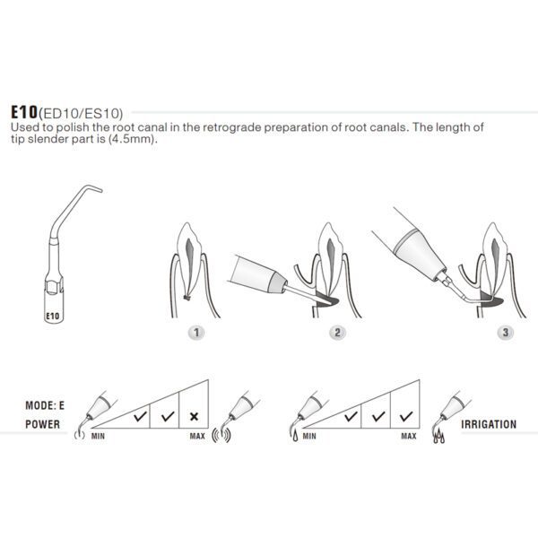 Punta ultrasonidos Woodpecker ED10 compatible Satelec | Endo - Imagen 3