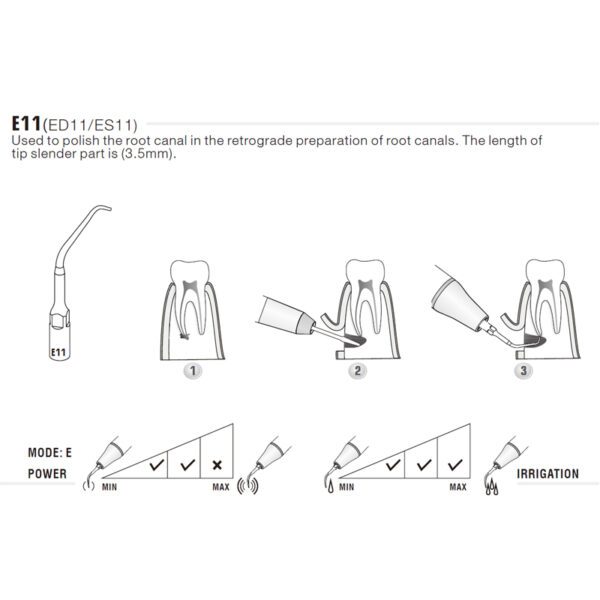 Punta ultrasonidos Woodpecker ED11 compatible Satelec | Endo - Imagen 3