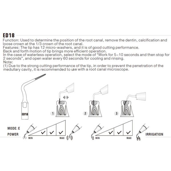 Punta ultrasonidos Woodpecker DTE ED18 compatible SATELEC | Endo - Imagen 4