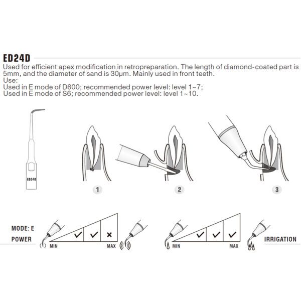 Punta ultrasonidos Woodpecker ED24D compatible Satelec | Endo Diamantada - Imagen 3