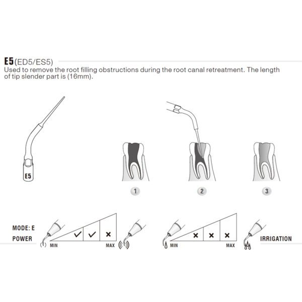 Punta ultrasonidos Woodpecker ED5 compatible Satelec | Endo - Imagen 2