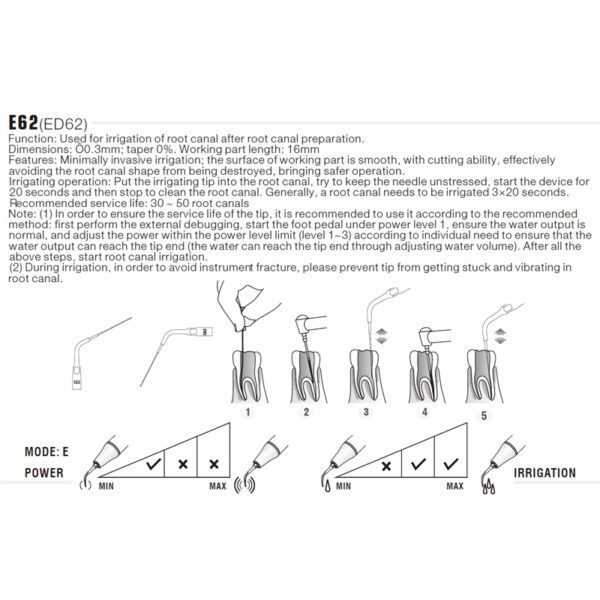 Punta ultrasonidos Woodpecker ED62 compatible Satelec | Endo - Imagen 3