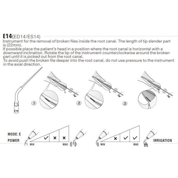 Punta ultrasonidos Woodpecker ES14 compatible SIRONA | Endo - Imagen 3