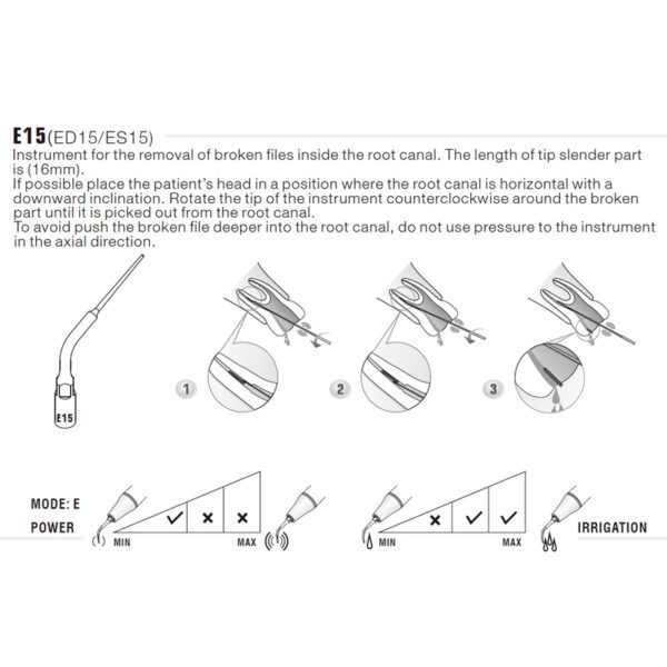 Punta ultrasonidos Woodpecker ES15 compatible SIRONA | Endo - Imagen 3