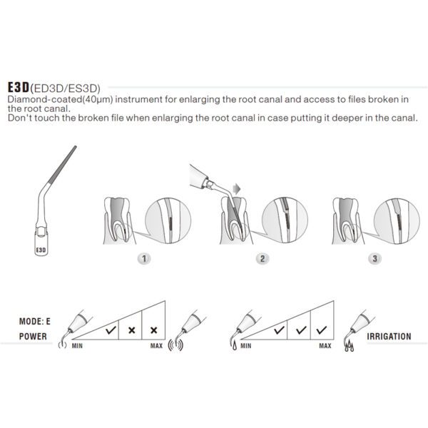 Punta ultrasonidos Woodpecker ES3D compatible SIRONA | Endo Diamantada - Imagen 3
