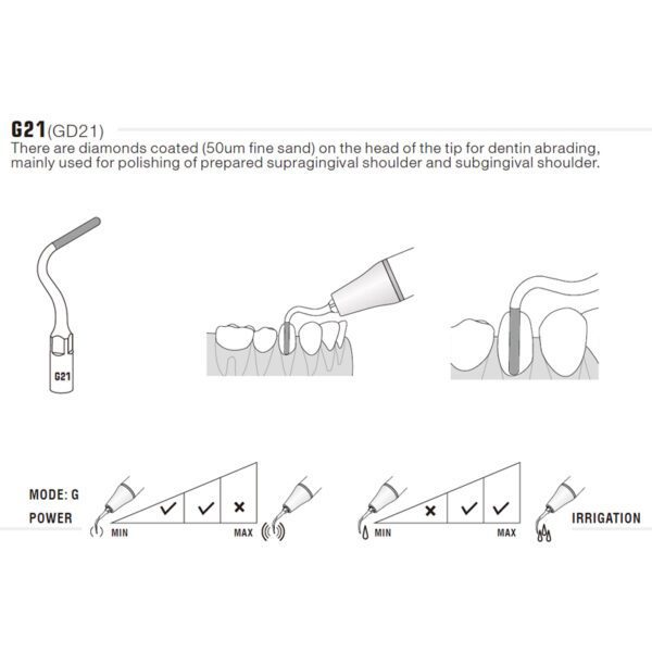 Punta ultrasonidos Woodpecker GD21 compatible SATELEC | Profilaxis, Tallado Diamantada - Imagen 2