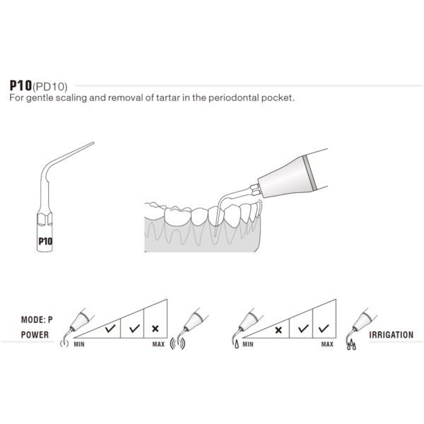 Punta ultrasonidos Woodpecker P10 compatible EMS | Perio - Imagen 3