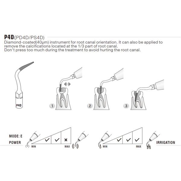 Punta ultrasonidos Woodpecker P4D compatible EMS | Perio, Diamantada - Imagen 3
