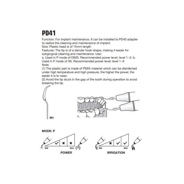 Punta ultrasonidos Woodpecker PD41 Peek compatible Satelec | Profilaxis implantes - Imagen 3