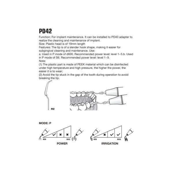 Punta ultrasonidos Woodpecker PD42 Peek compatible Satelec | Profilaxis implantes - Imagen 3
