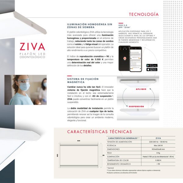 Lámpara FARO ZIVA Plafón LED Odontológico - Imagen 2