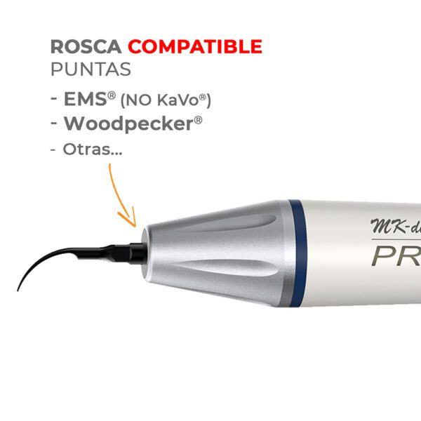 Pieza de mano ultrasonidos con luz MK-dent SC21KL compatible KaVo® PiezoLED / PIEZOsoft y rosca compatible puntas EMS® - Imagen 3