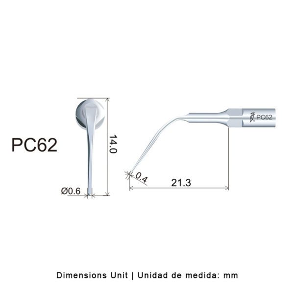 Punta ultrasonidos Woodpecker PC62 compatible KaVo® PiezoLED, KaVo® PiezoSOFT y compatibles | Perio - Imagen 2