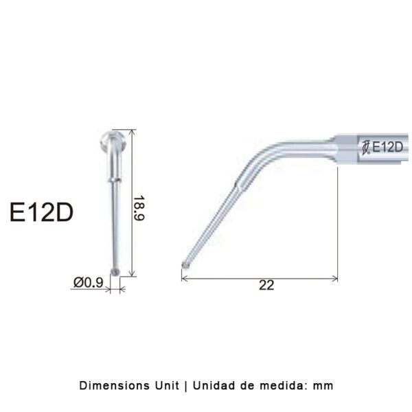 Punta ultrasonidos Woodpecker E12D compatible EMS | Endo Diamantada - Imagen 3