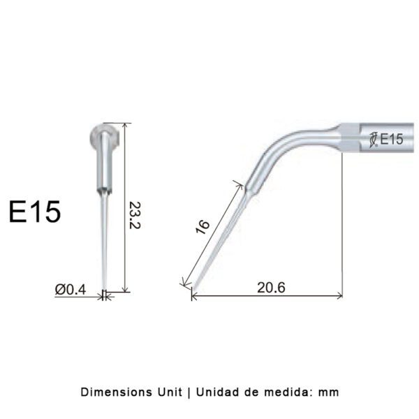 Punta ultrasonidos Woodpecker E15 compatible EMS | Endo - Imagen 2