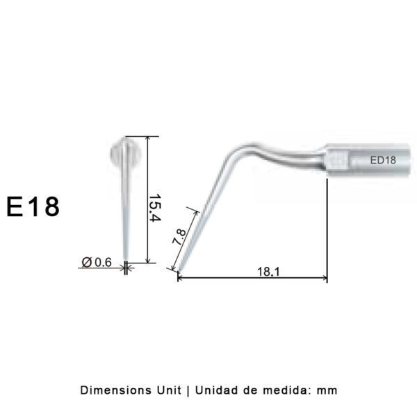 Punta ultrasonidos Woodpecker DTE E18 compatible EMS | Endo