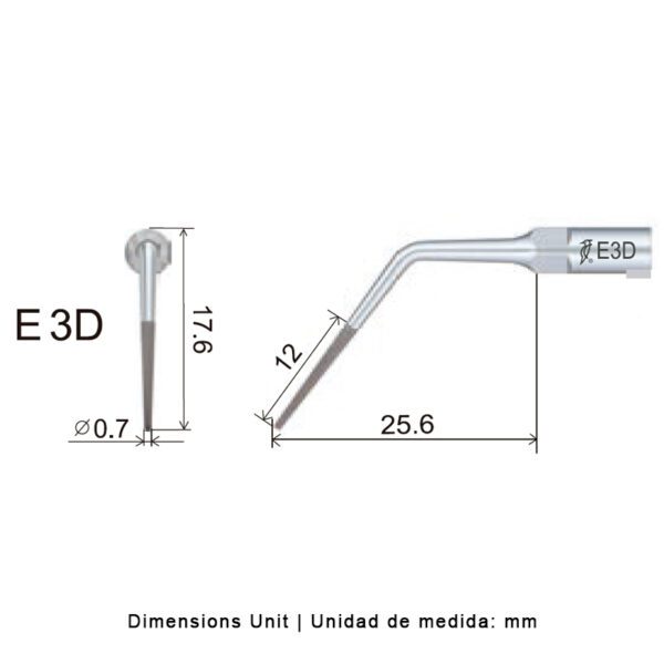 Punta ultrasonidos Woodpecker E3D compatible EMS | Endo Diamantada - Imagen 2