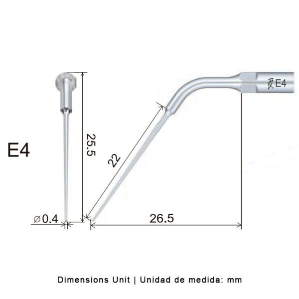 Punta ultrasonidos Woodpecker E4 compatible EMS | Endo - Imagen 2