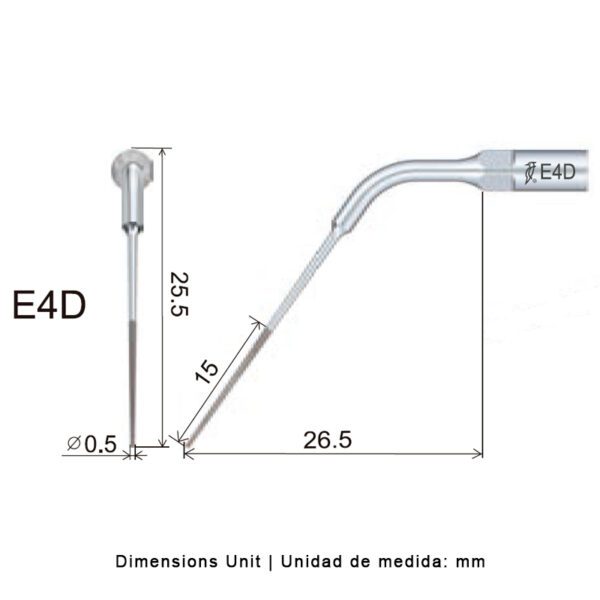 Punta ultrasonidos Woodpecker E4D compatible EMS | Endo, Diamantada - Imagen 2