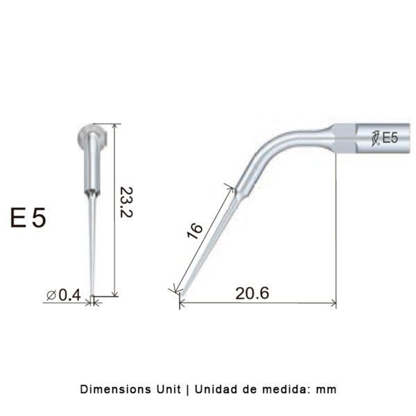 Punta ultrasonidos Woodpecker E5 compatible EMS | Endo - Imagen 2