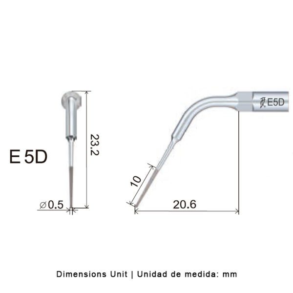 Punta ultrasonidos Woodpecker E5D compatible EMS | Endo, Diamantada - Imagen 2