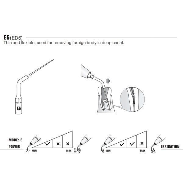 Punta ultrasonidos Woodpecker E6 compatible EMS | Endo - Imagen 3