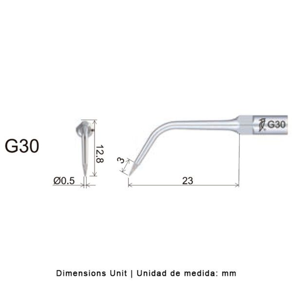 Punta ultrasonidos Woodpecker G30 compatible EMS | Profilaxis, Tallado Diamantada - Imagen 2