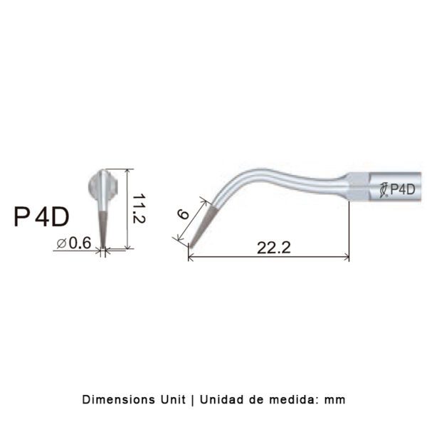 Punta ultrasonidos Woodpecker P4D compatible EMS | Perio, Diamantada - Imagen 2