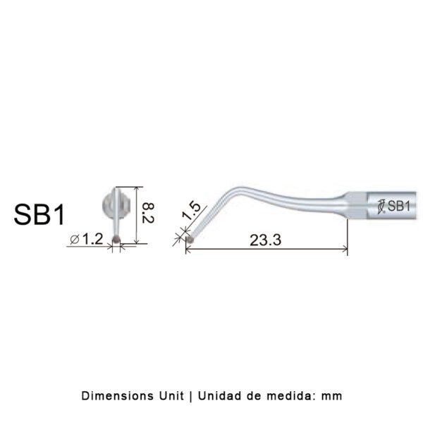 Punta ultrasonidos Woodpecker SB1 compatible EMS | Cavidades, Diamantada - Imagen 2