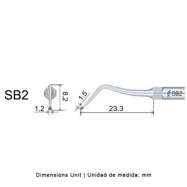 Punta ultrasonidos Woodpecker SB2 compatible EMS | Cavidades, Diamantada - Imagen 2