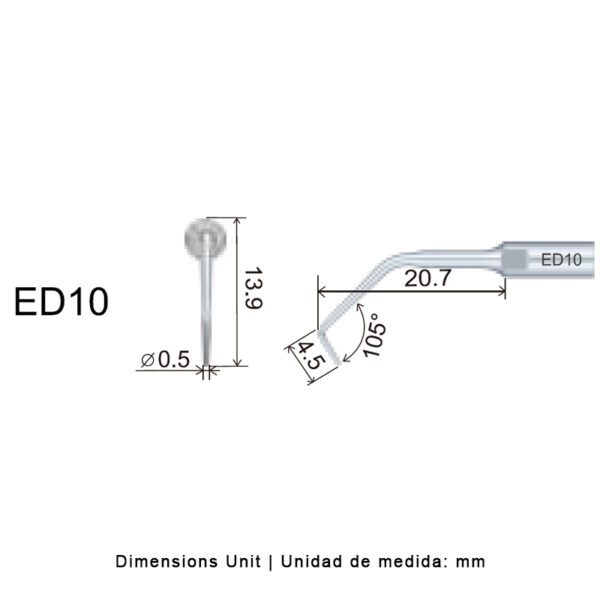 Punta ultrasonidos Woodpecker ED10 compatible Satelec | Endo - Imagen 2