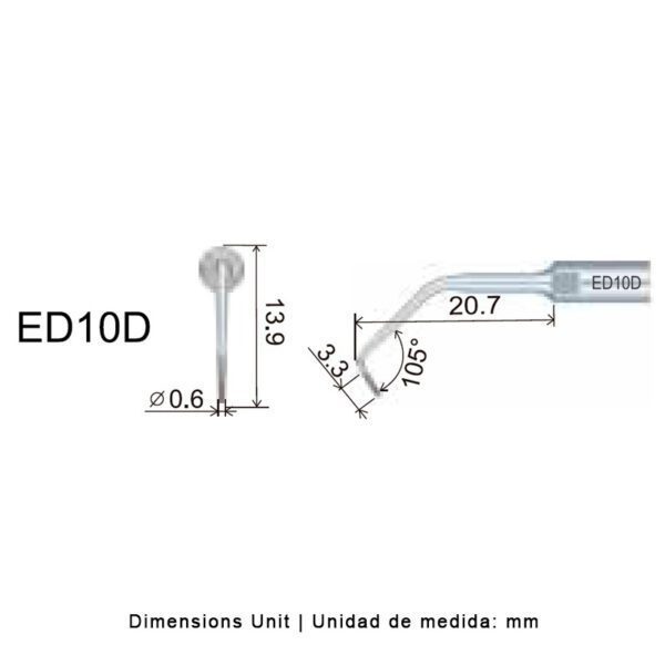 Punta ultrasonidos Woodpecker ED10D compatible Satelec | Endo Diamantada - Imagen 2
