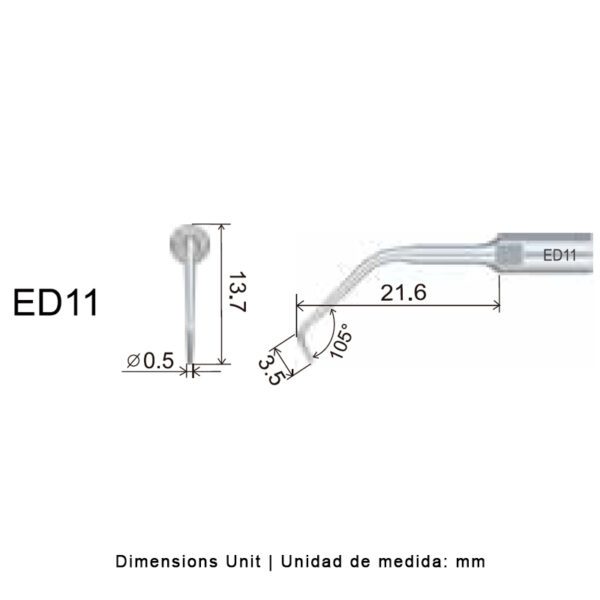 Punta ultrasonidos Woodpecker ED11 compatible Satelec | Endo - Imagen 2