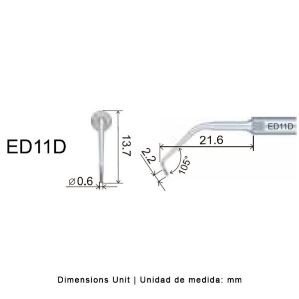 Punta ultrasonidos Woodpecker ED11D compatible Satelec | Endo Diamantada - Imagen 2