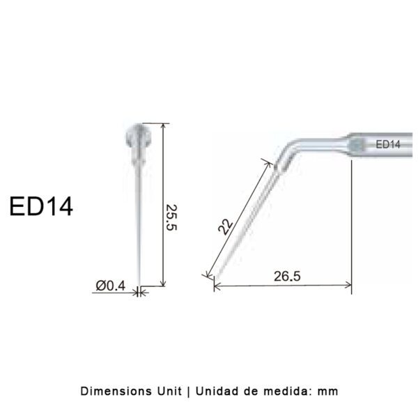 Punta ultrasonidos Woodpecker ED14 compatible Satelec | Endo - Imagen 2