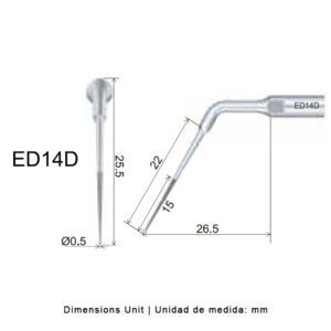 Punta ultrasonidos Woodpecker ED14D compatible Satelec | Endo Diamantada