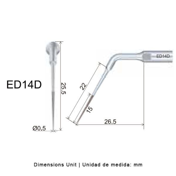 Punta ultrasonidos Woodpecker ED14D compatible Satelec | Endo Diamantada