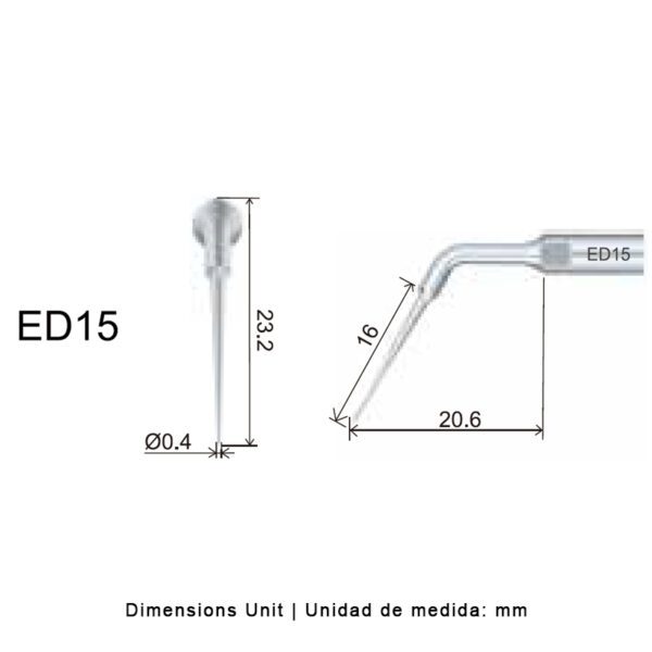 Punta ultrasonidos Woodpecker ED15 compatible Satelec | Endo - Imagen 2