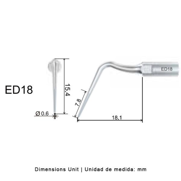 Punta ultrasonidos Woodpecker DTE ED18 compatible SATELEC | Endo - Imagen 3