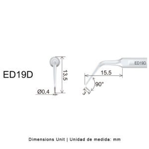 Punta ultrasonidos Woodpecker DTE ED19D compatible Satelec | Endo, Diamantada