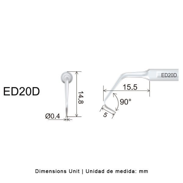 Punta ultrasonidos Woodpecker ED20D compatible Satelec | Endo Diamantada - Imagen 2