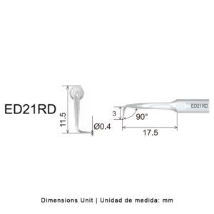 Punta ultrasonidos Woodpecker ED21RD compatible Satelec | Endo Diamantada